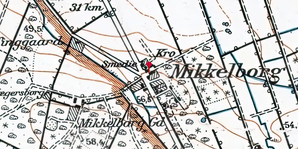 Historisk kort over Mikkelborg Stationskro