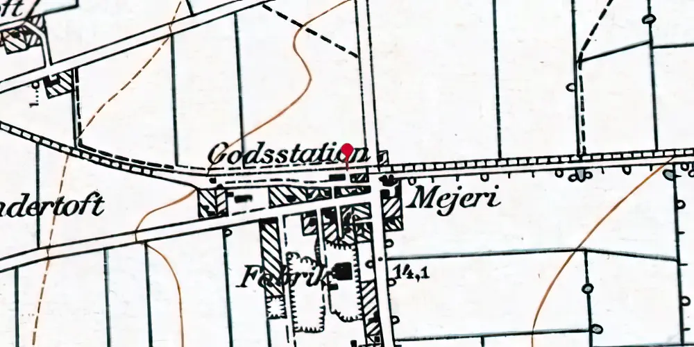 Historisk kort over Møgeltønder Station