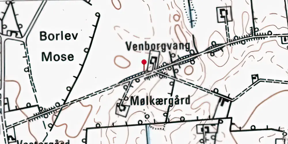 Historisk kort over Mølkjærs Gård Trinbræt Historisk kort over Mølkjærs Gård Trinbræt