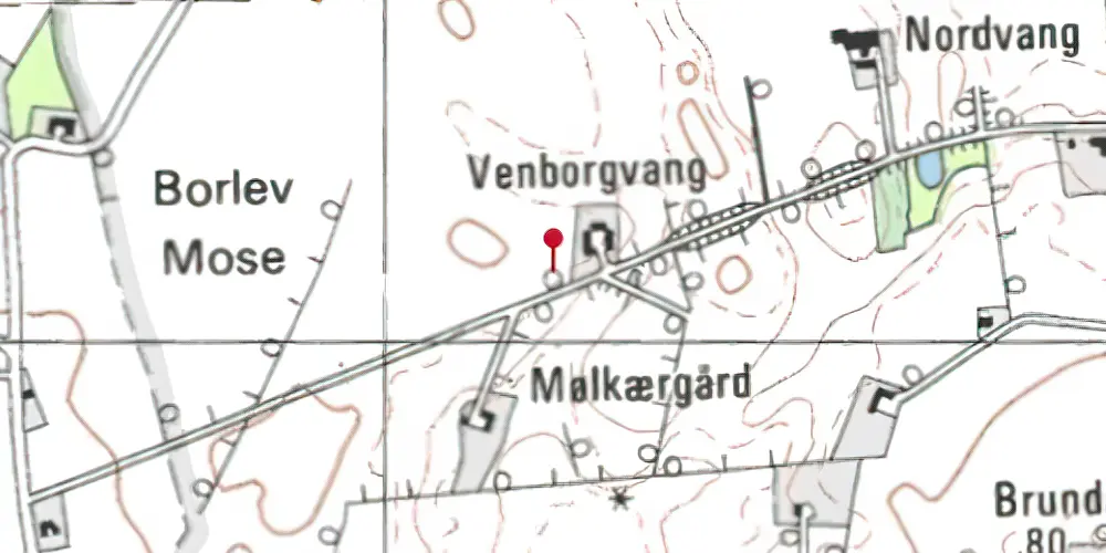 Historisk kort over Mølkjærs Gård Trinbræt Historisk kort over Mølkjærs Gård Trinbræt