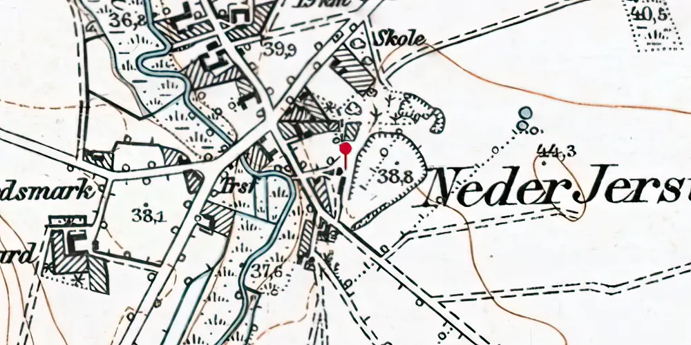 Historisk kort over Neder Jerstal Station Historisk kort over Neder Jerstal Station