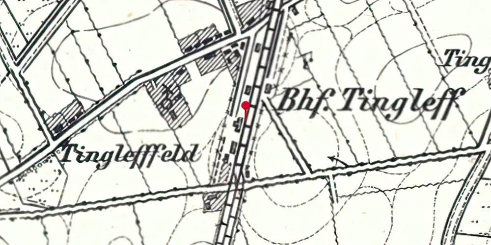 Historisk kort over Tinglev Station Historisk kort over Tinglev Station