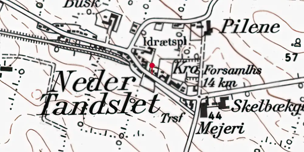 Historisk kort over Neder-Tandslet Station