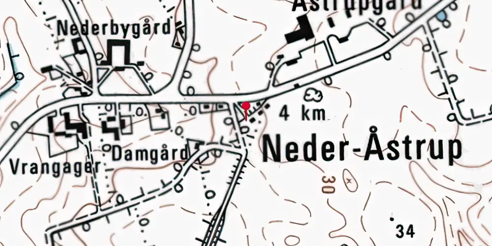 Historisk kort over Neder Åstrup Station