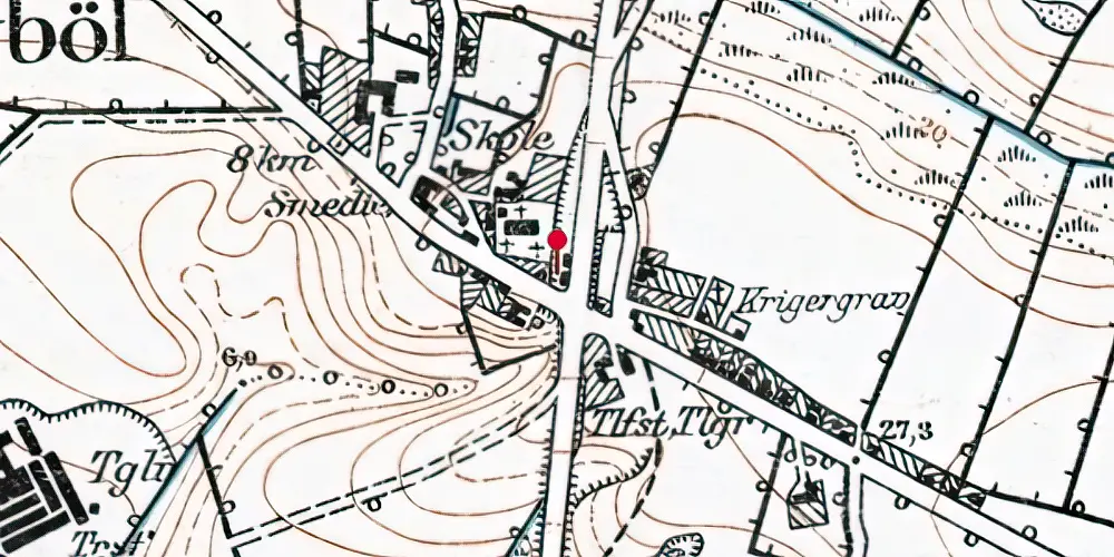 Historisk kort over Nybøl Station