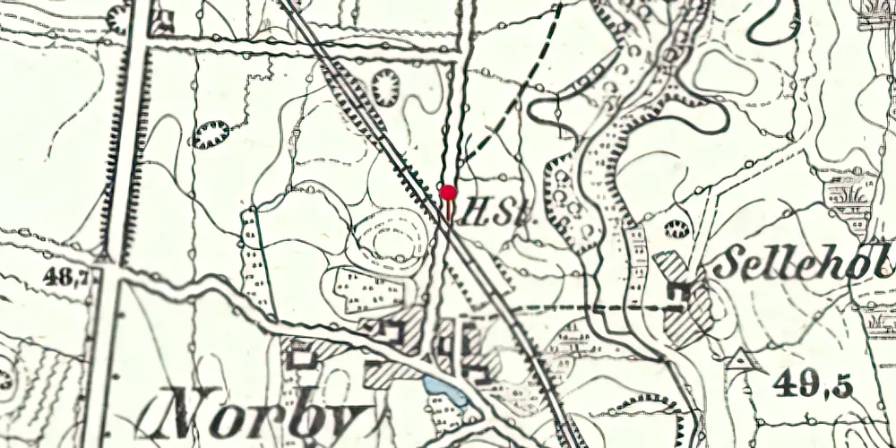 Historisk kort over Nørby Trinbræt Historisk kort over Nørby Trinbræt