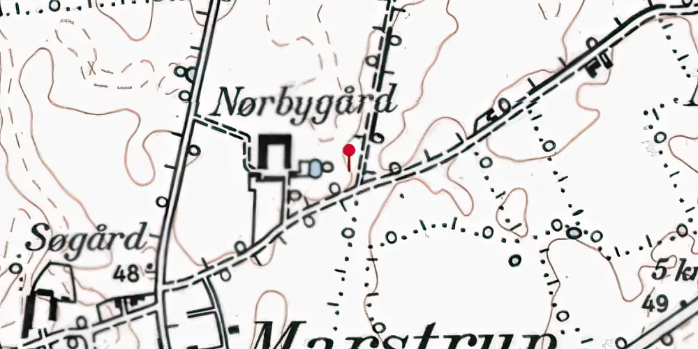 Historisk kort over Nørbygård Trinbræt med Sidespor Historisk kort over Nørbygård Trinbræt med Sidespor