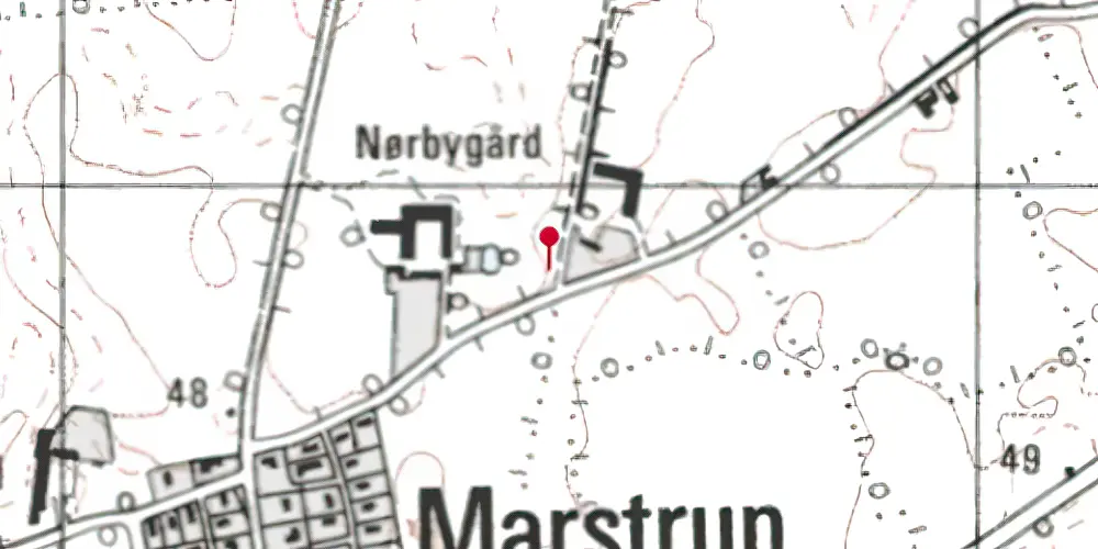 Historisk kort over Nørbygård Trinbræt med Sidespor Historisk kort over Nørbygård Trinbræt med Sidespor