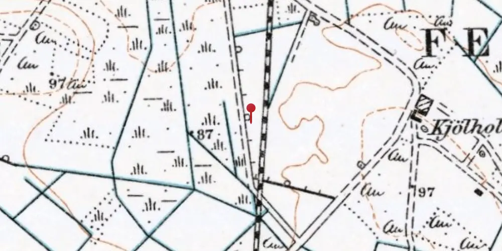 Historisk kort over Odinsgård Privat Sidespor