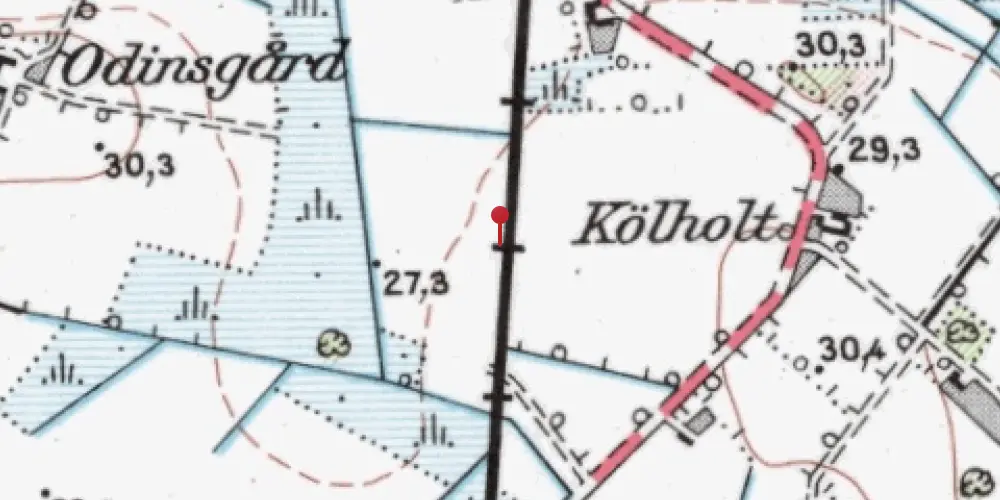 Historisk kort over Odinsgård Privat Sidespor