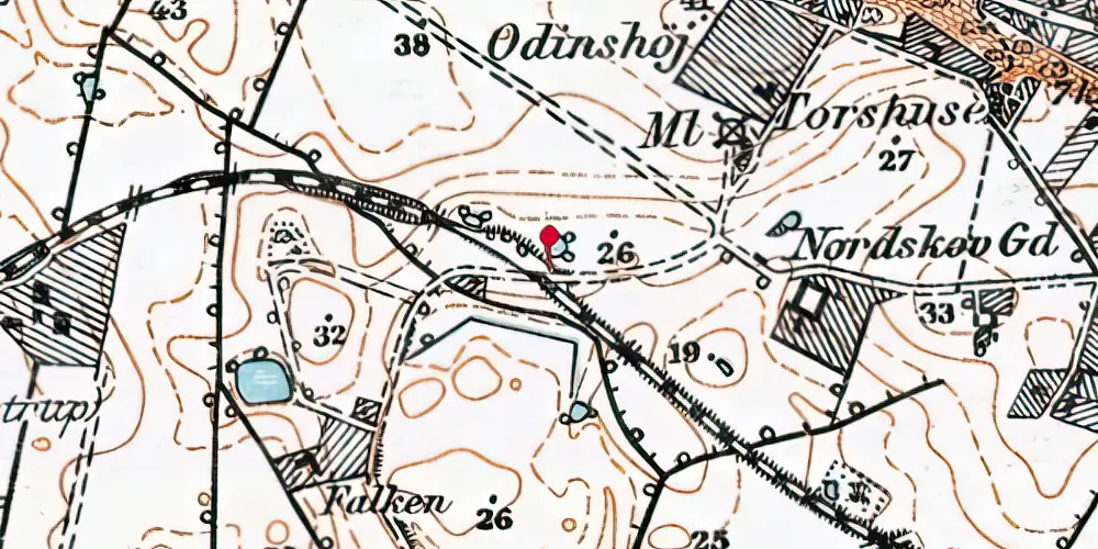 Historisk kort over Odinshøj Trinbræt