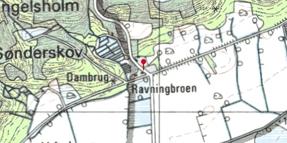 Historisk kort over Ravning Holdeplads