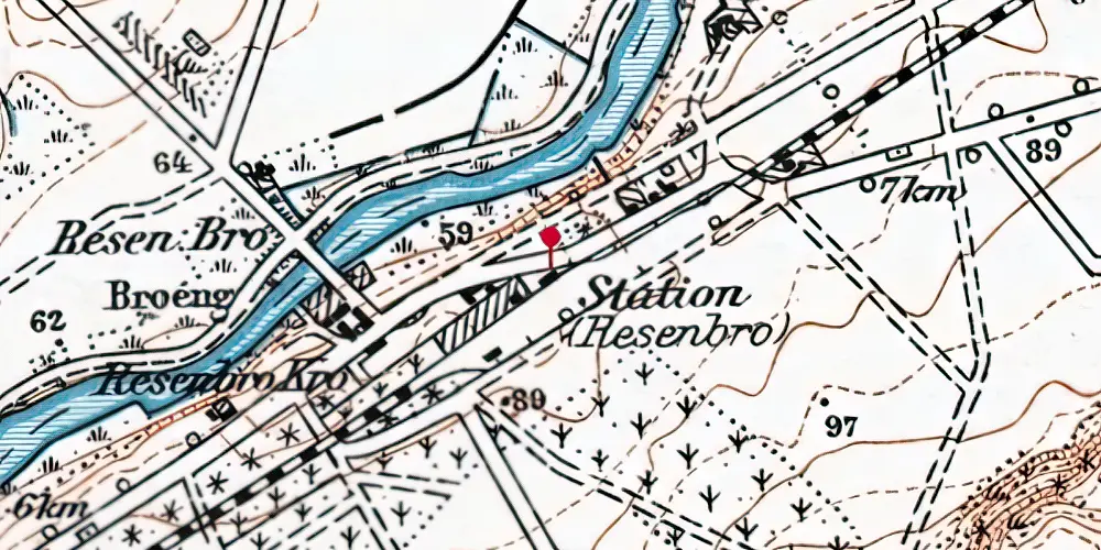 Historisk kort over Resenbro Station Historisk kort over Resenbro Station