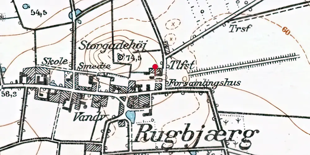 Historisk kort over Rugbjerg Stationskro Historisk kort over Rugbjerg Stationskro