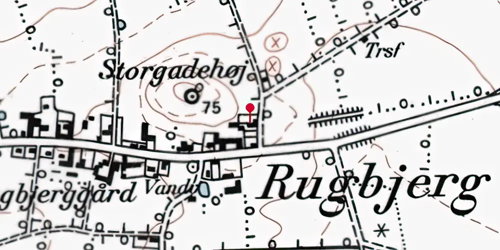 Historisk kort over Rugbjerg Stationskro Historisk kort over Rugbjerg Stationskro