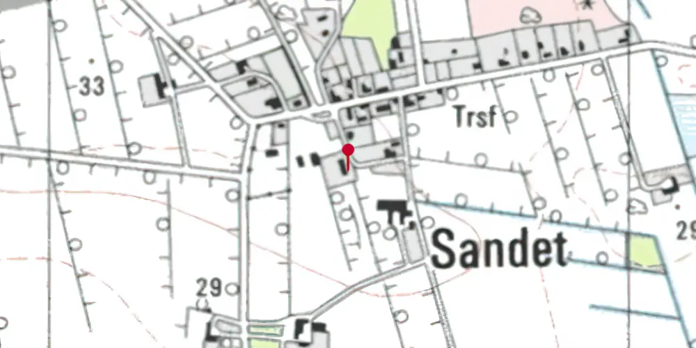 Historisk kort over Sandet (Jylland) Station