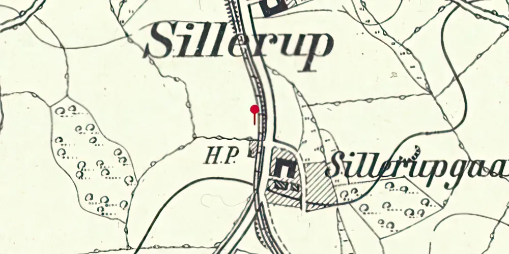 Historisk kort over Sillerupgård Trinbræt