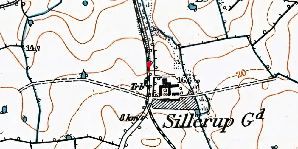 Historisk kort over Sillerupgård Trinbræt