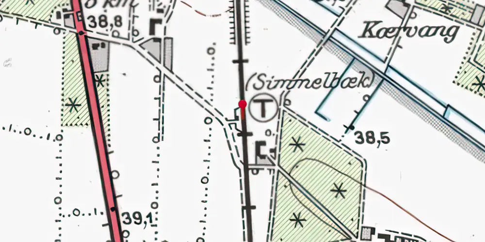 Historisk kort over Simmelbæk Trinbræt