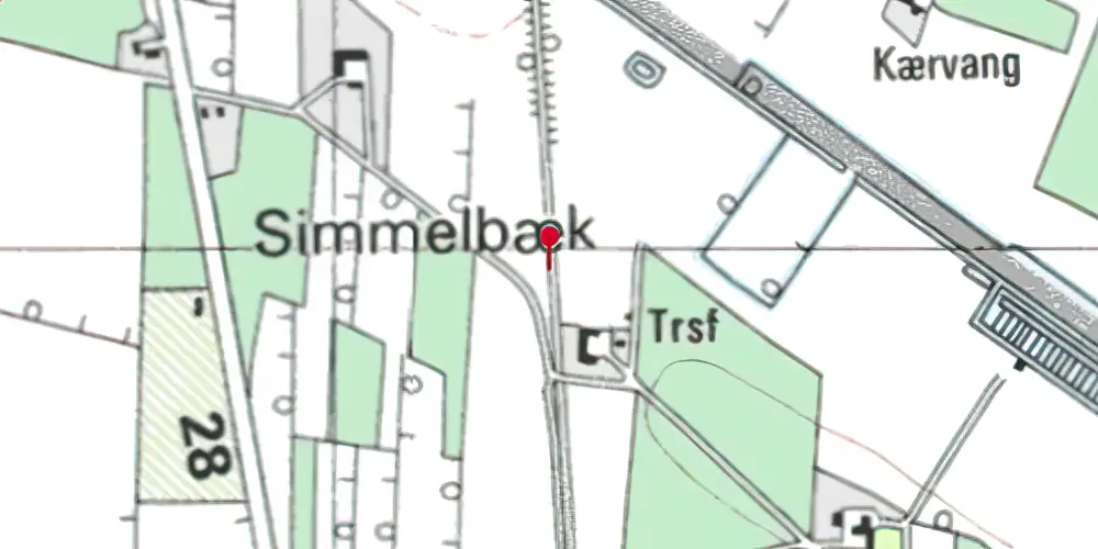 Historisk kort over Simmelbæk Trinbræt