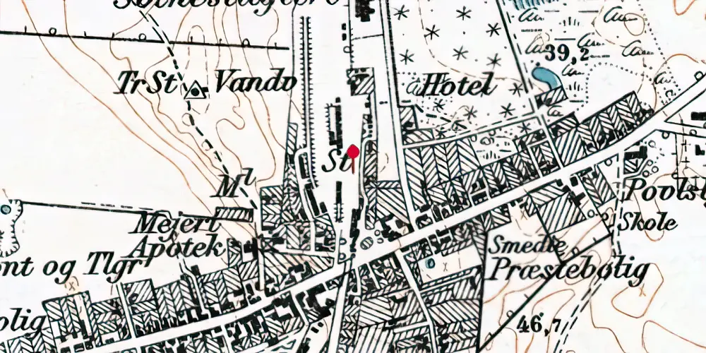 Historisk kort over Vojens Station Historisk kort over Vojens Station