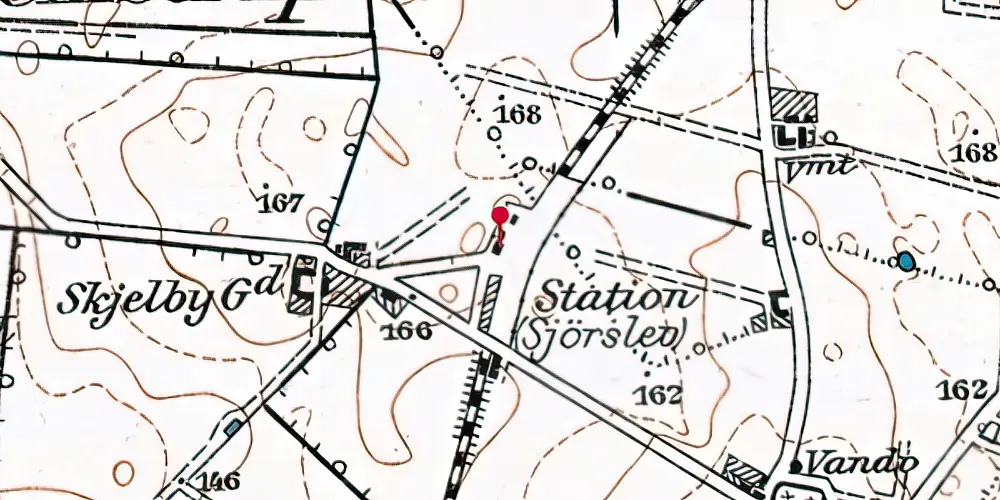 Historisk kort over Sjørslev Station