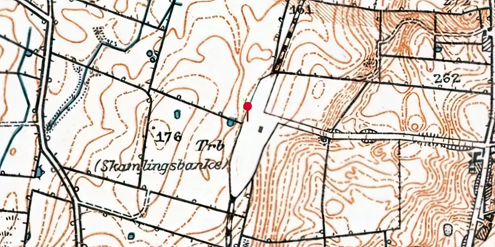 Historisk kort over Skamlingsbanke Holdeplads med sidespor Historisk kort over Skamlingsbanke Holdeplads med sidespor