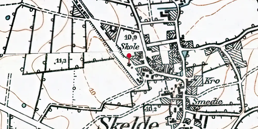 Historisk kort over Skelde Station Historisk kort over Skelde Station