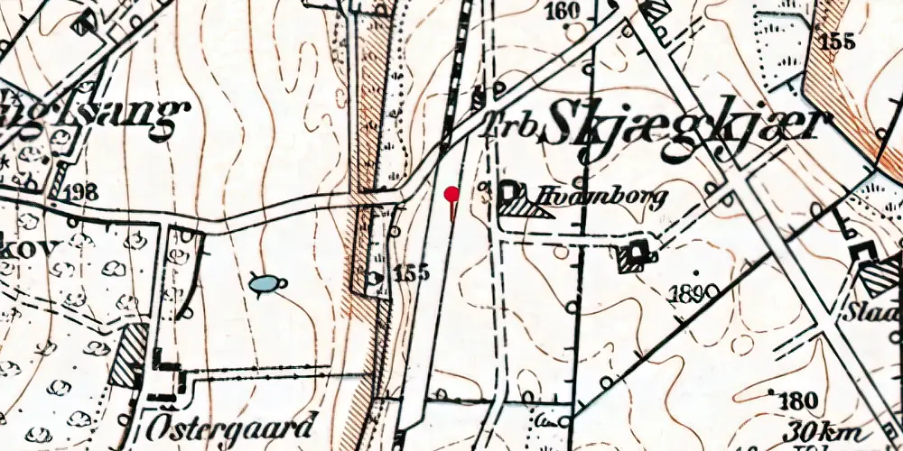 Historisk kort over Skægkær Station