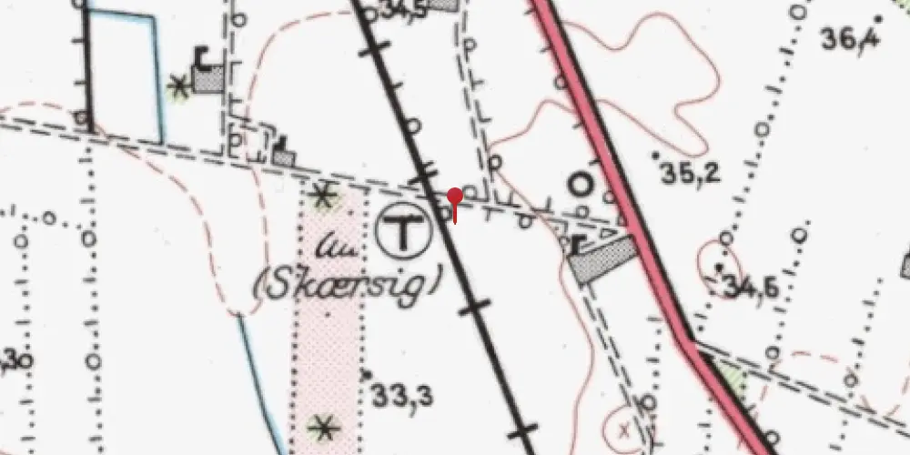 Historisk kort over Skærsig Trinbræt