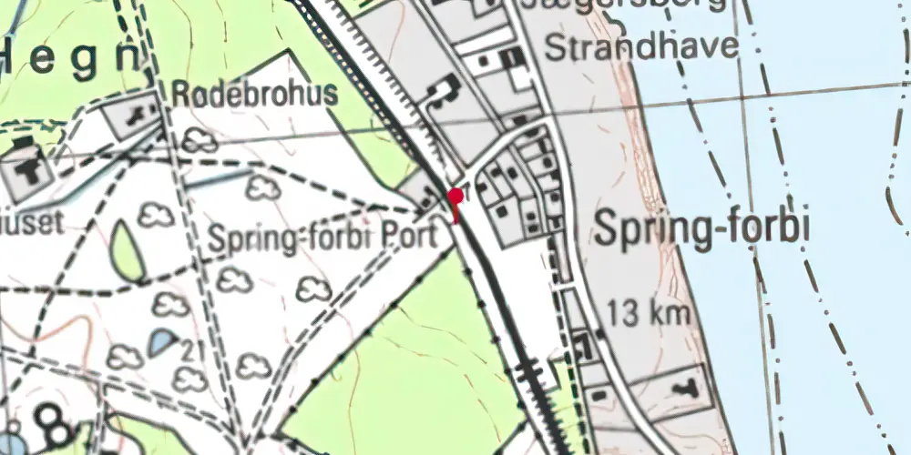 Historisk kort over Springforbi Billetsalgssted