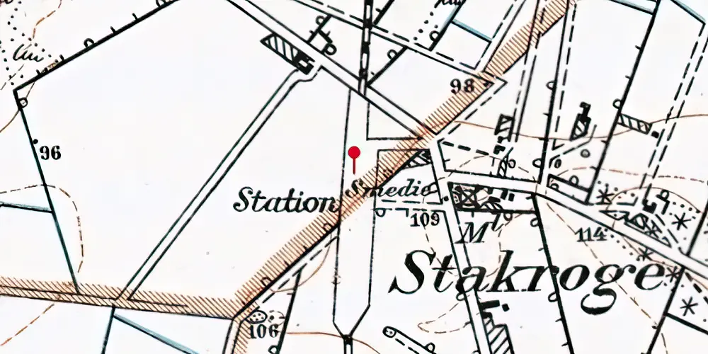 Historisk kort over Stakroge Station Historisk kort over Stakroge Station