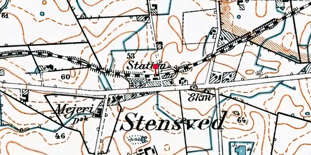 Historisk kort over Stensved Station