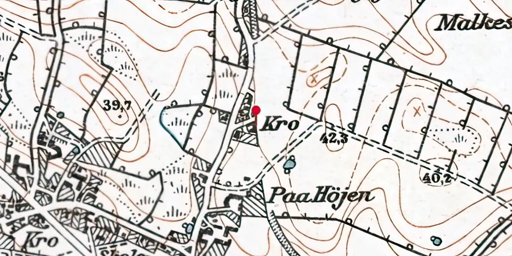 Historisk kort over Stevning Stationskro