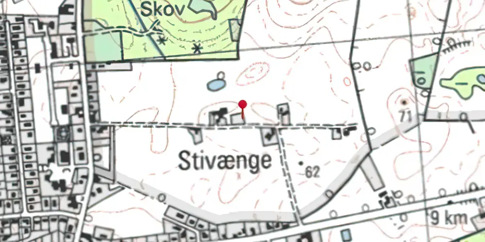 Historisk kort over Stivænge Trinbræt Historisk kort over Stivænge Trinbræt