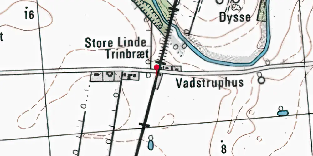 Historisk kort over Store Linde Trinbræt Historisk kort over Store Linde Trinbræt