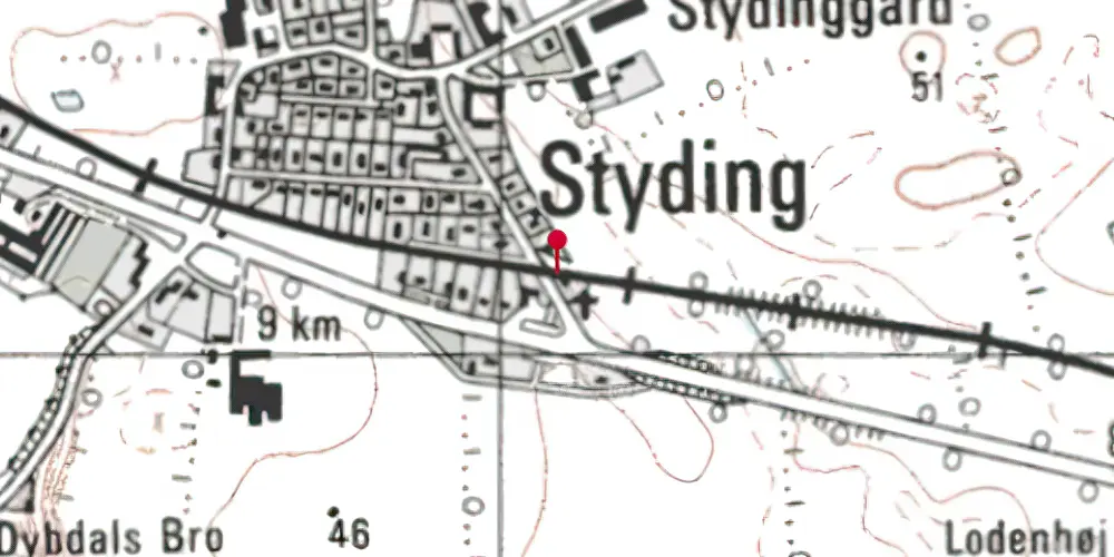 Historisk kort over Styding Trinbræt