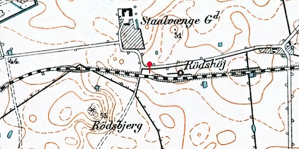 Historisk kort over Staalvænge Gaard Sidespor