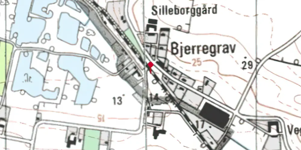 Historisk kort over Bjerregrav Station Historisk kort over Bjerregrav Station