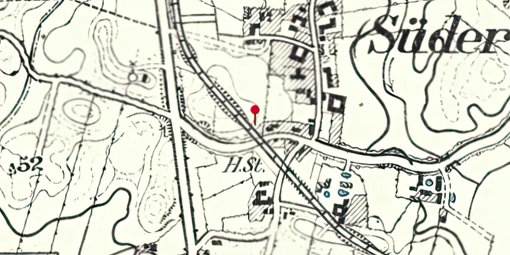 Historisk kort over Sønder Hostrup Stationskro