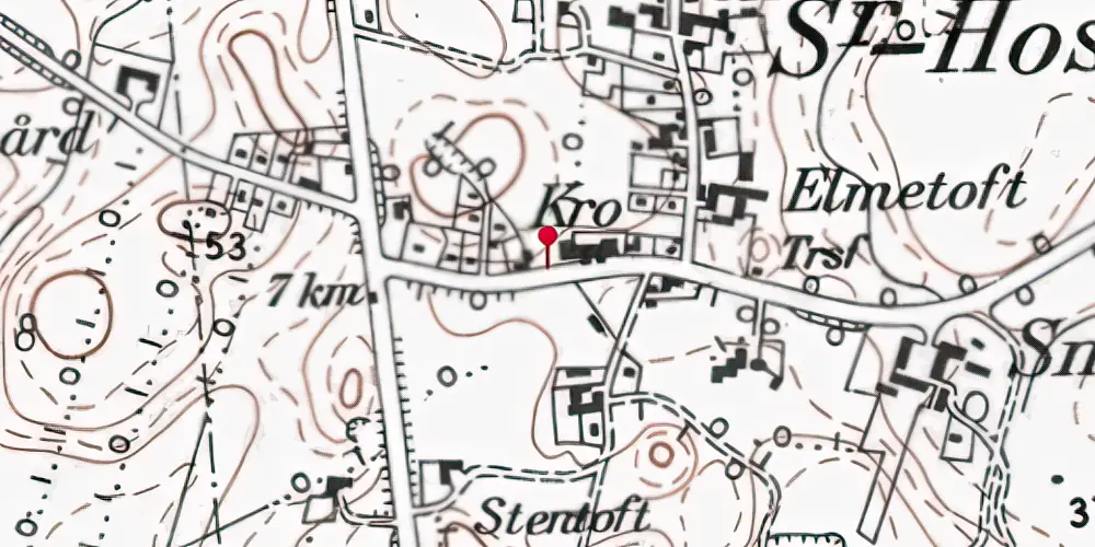 Historisk kort over Sønder Hostrup Stationskro