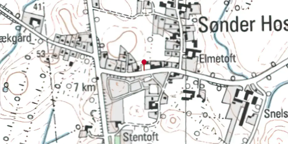 Historisk kort over Sønder Hostrup Stationskro