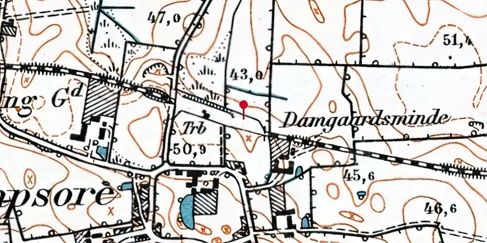 Historisk kort over Tapsøre Trinbræt