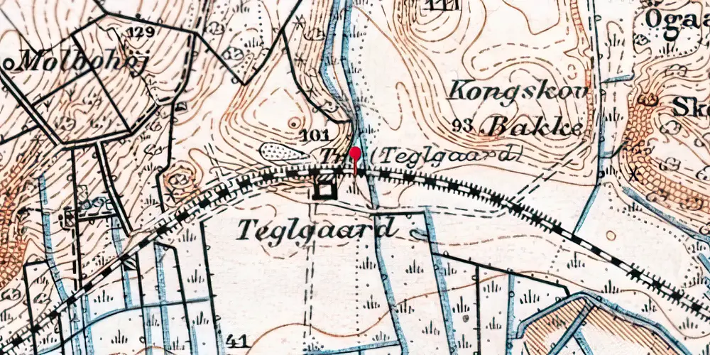 Historisk kort over Teglgård Trinbræt Historisk kort over Teglgård Trinbræt