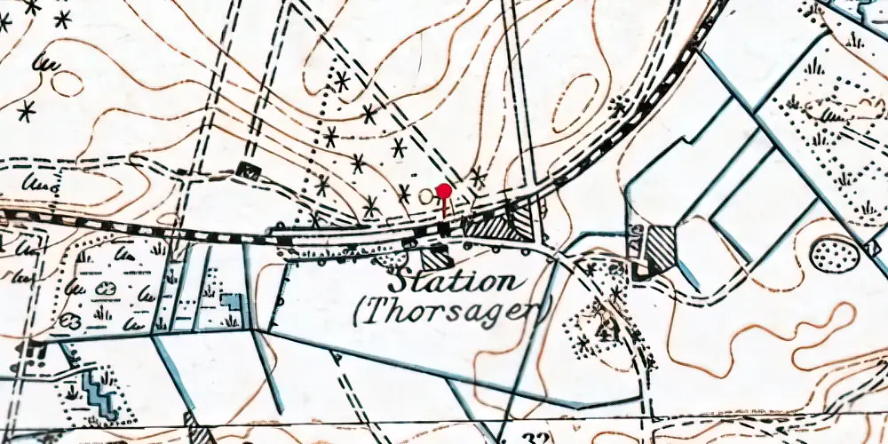 Historisk kort over Thorsager Station [1877-1971]