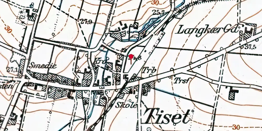 Historisk kort over Tiset Trinbræt Historisk kort over Tiset Trinbræt