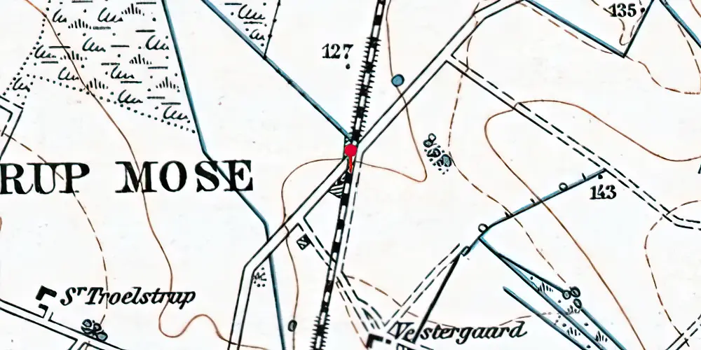 Historisk kort over Troelstrup Trinbræt