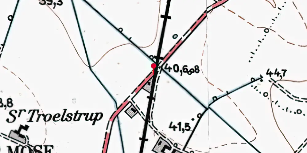 Historisk kort over Troelstrup Trinbræt
