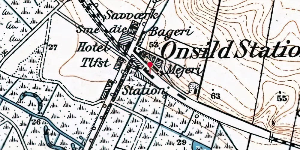 Historisk kort over Onsild Station