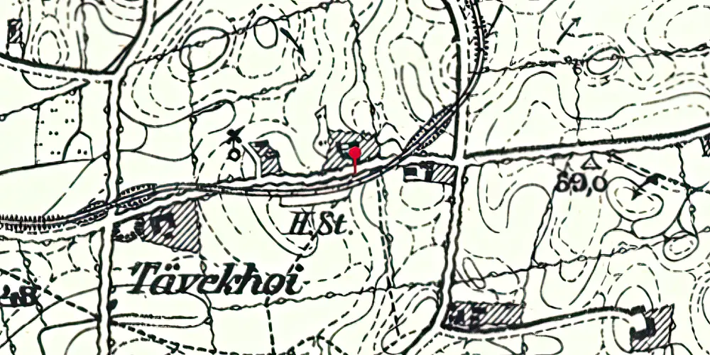 Historisk kort over Tumbøl Stationskro